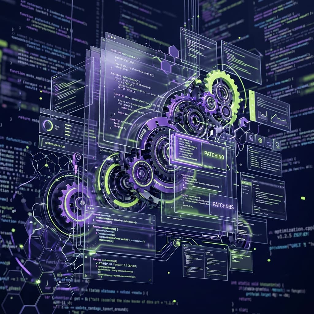 Abstract ADM illustration with software maintenance geometry