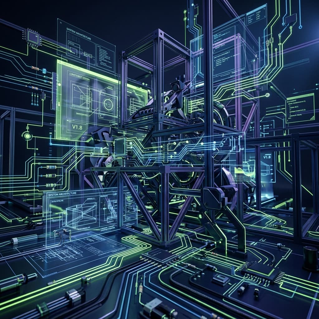 Abstract product engineering illustration with architectural geometry