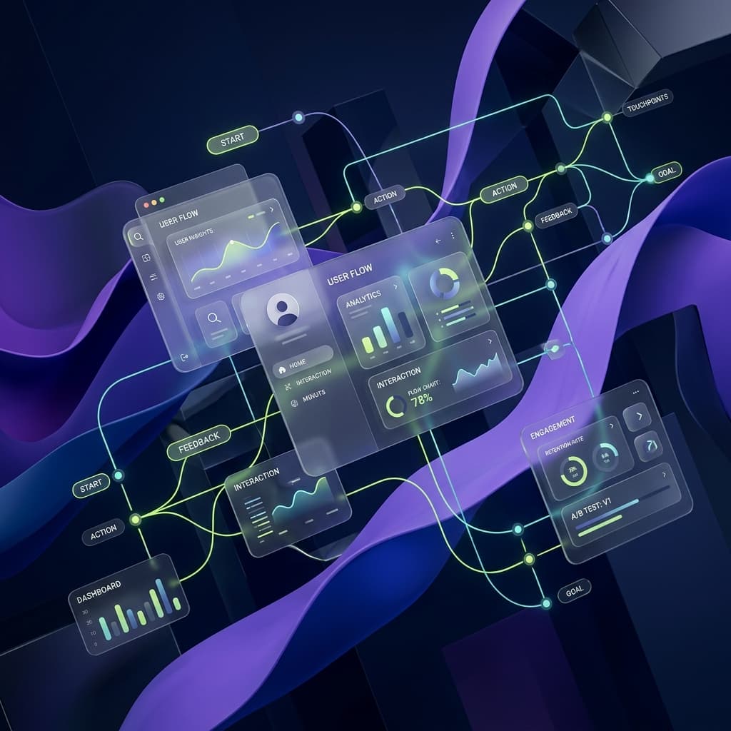 Abstract UI/UX design illustration with digital experience geometry